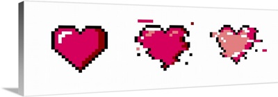 Set Of Pixel Art Heart Icons