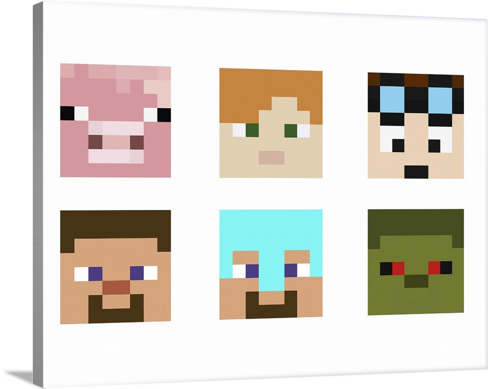 Set of pixel avatars. Originally vector illustration.
