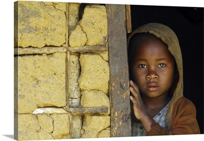 Shy And Poor African Girl With Headkerchief, Madagascar