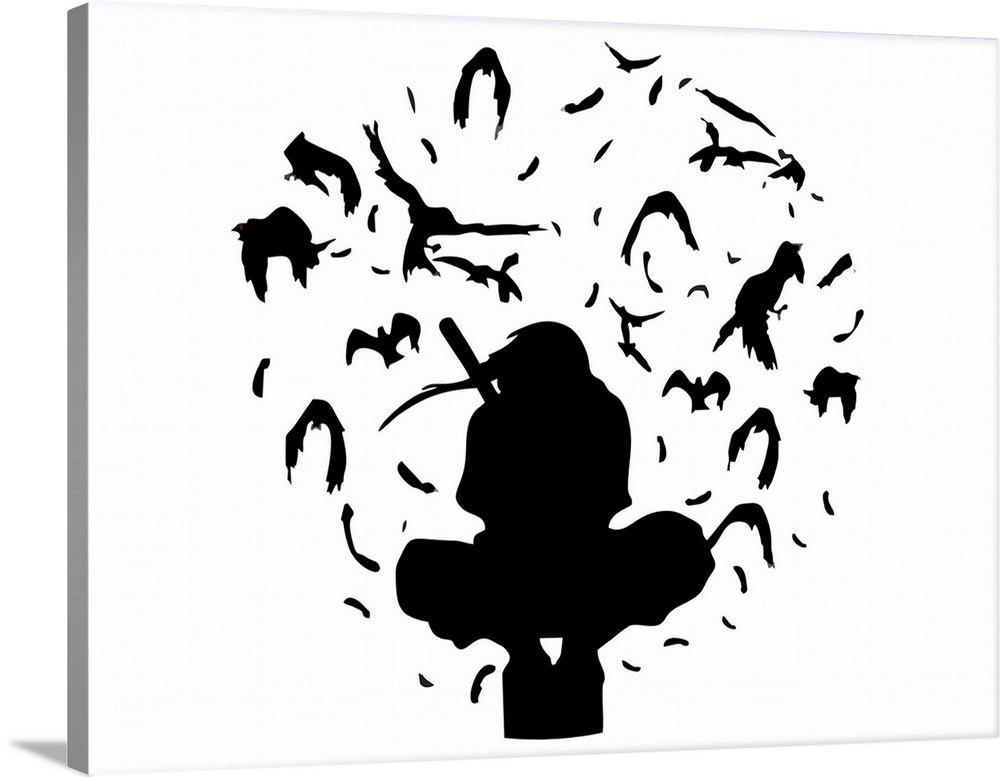 Silhouette of a man in anime style. Originally illustration.