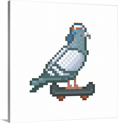 Skating Pigeon, Pixel Art