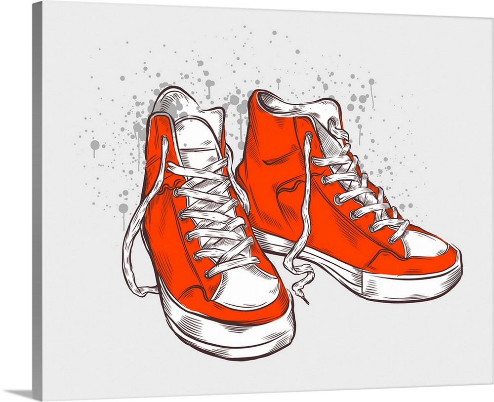 Hand-drawn sneakers. Vector illustration.