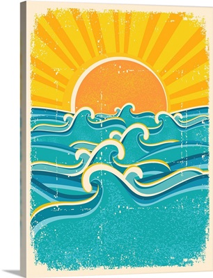 Sunset and Ocean Waves Design