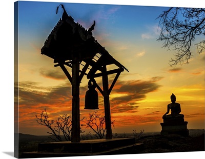 Sunset Over Old Temple Wat Praputtachai Of Saraburi Province, Thailand