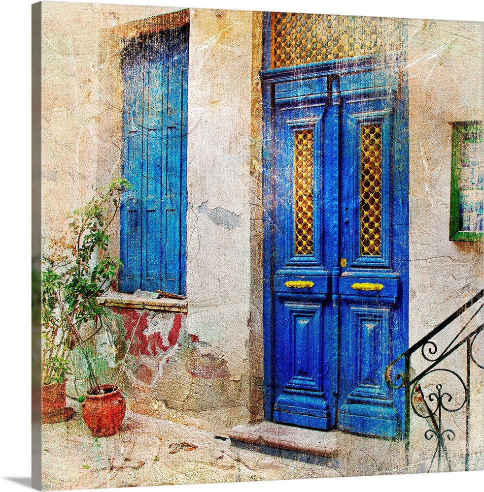 traditional Greek streets -artwork in painting style