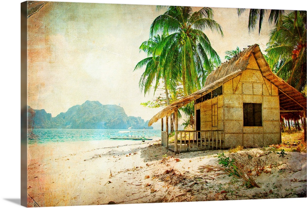tropical bugalow -retro styled picture