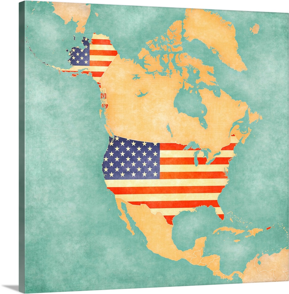 Map of North America - USA (Vintage Series)