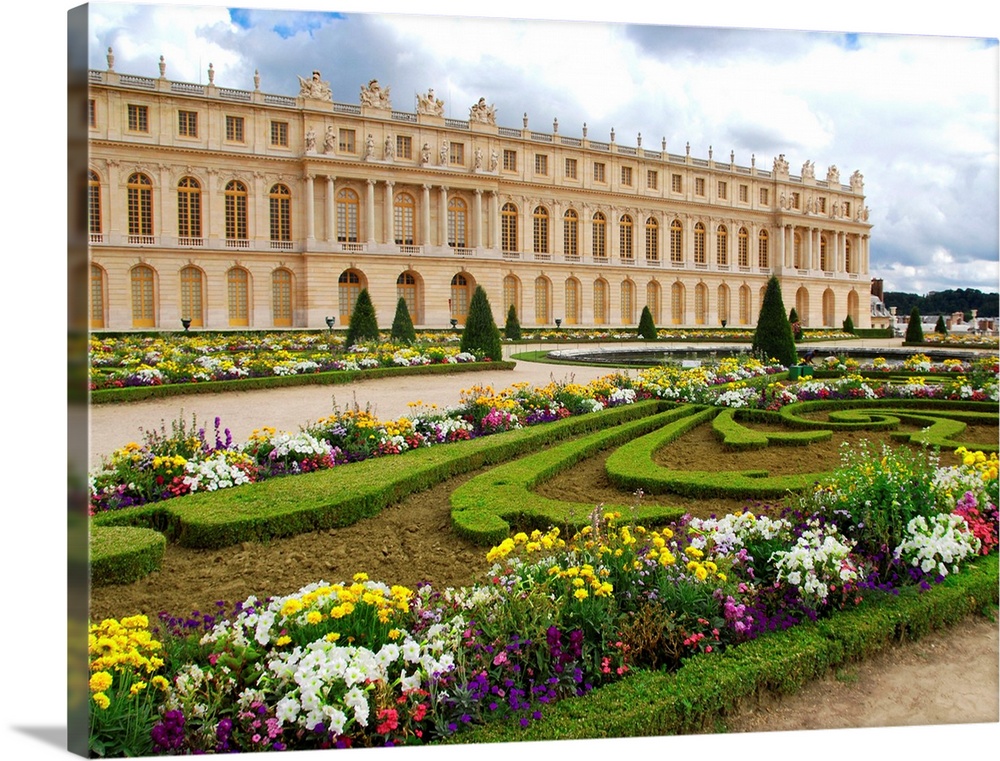 Famous palace Versailles near Paris France with beautiful gardens.