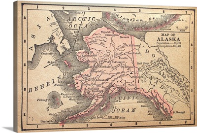 Vintage Map Of Alaska Territory