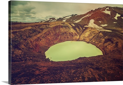 Viti Sulfur Lake In Caldera And Askja Volcano Crater In Iceland