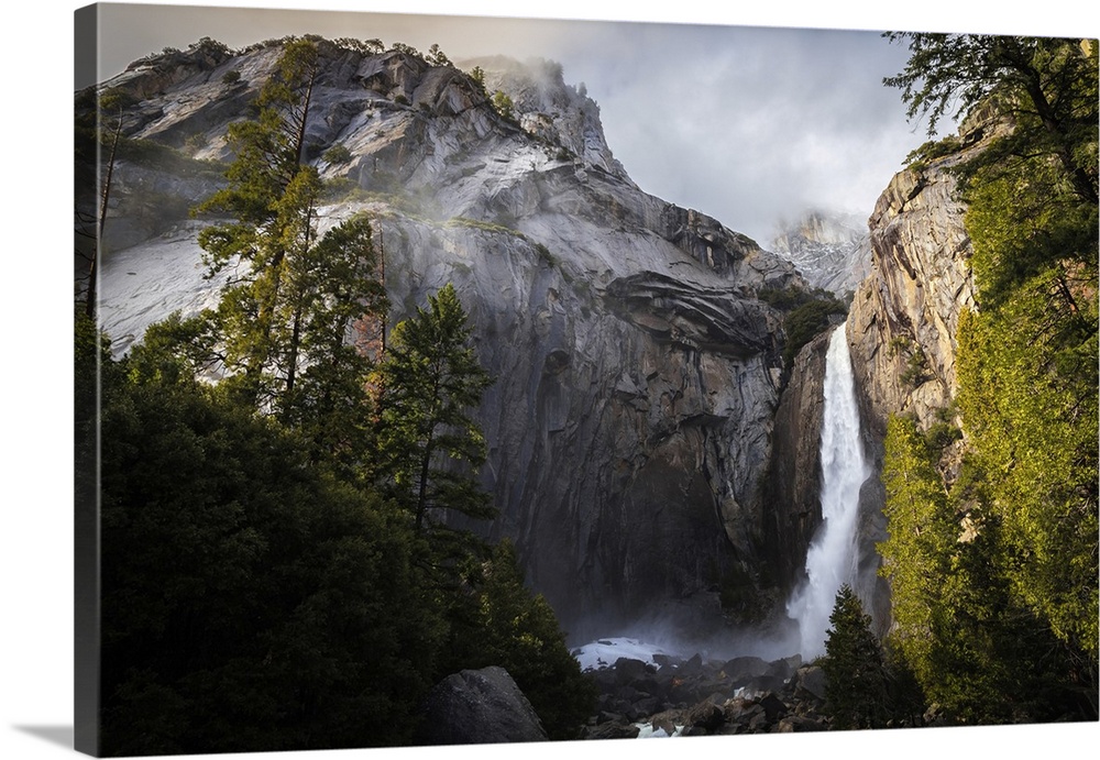 Winter Storm Descending On Yosemite Falls, Yosemite National Park, California