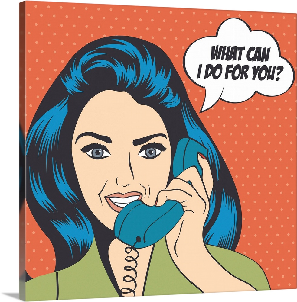 Woman Chatting On The Phone, Pop Art Illustration