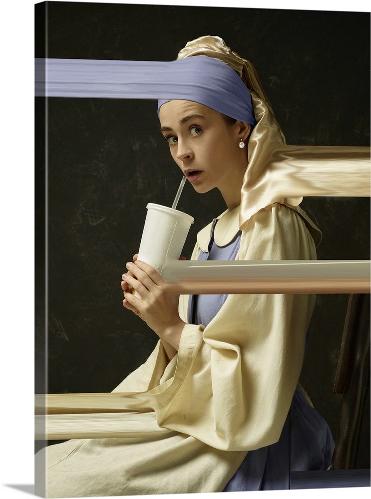 Young Woman As A Medieval Lady With A Pearl Earring