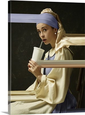 Young Woman As A Medieval Lady With A Pearl Earring