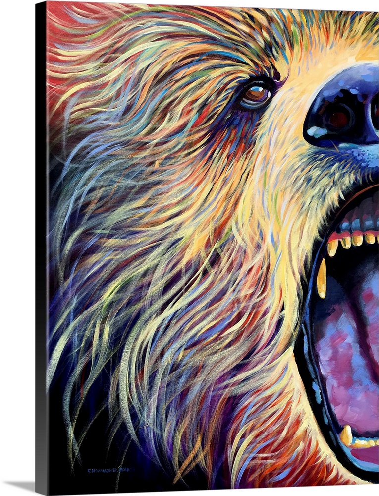 This piece is one of a series of very unique and colorful approach to animal portraits. All of the pieces are of Half of t...