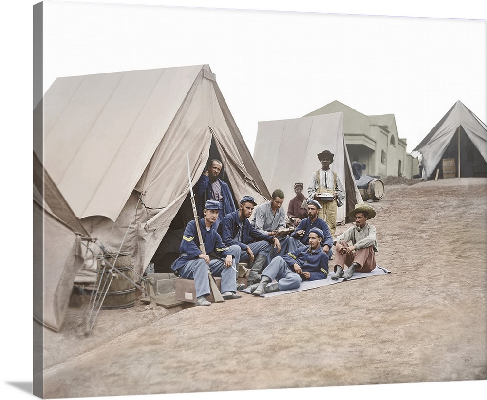 71st New York Infantry at Camp Douglas during the American Civil War, 1861.  This photo has been digitally restored and co...