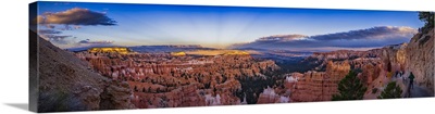 A 150 Degree Panorama Of The Sunset Sky At Sunset Point, Bryce Canyon, Utah