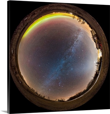 A 360 Degree Fish-Eye Panorama Of The Winter Sky In Southern Alberta, Canada