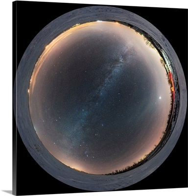 A 360 Degree Fish-Eye Scene Of The Celestial Winter Sky, Southern Alberta, Canada