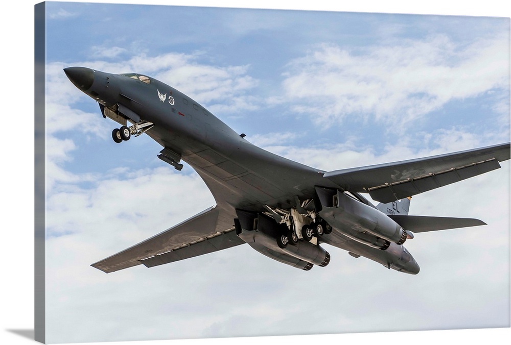 A B-1B Lancer of the U.S. Air Force taking off.