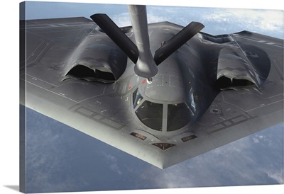 A B-2 Spirit Bomber Prepares To Refuel From A KC-135 Stratotanker