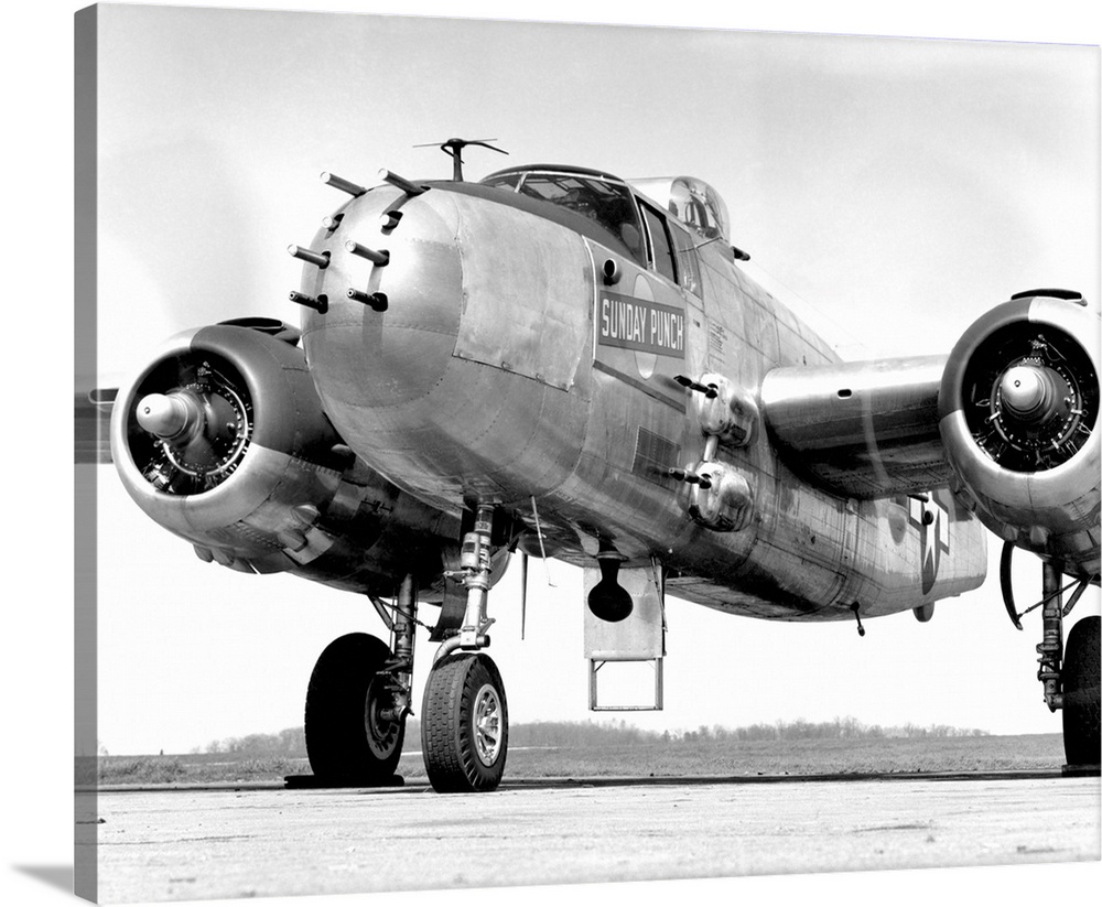 A B-25 Mitchell bomber, nicknamed the Sunday Punch, parked at the McGhee Tyson Airport, Tennessee.