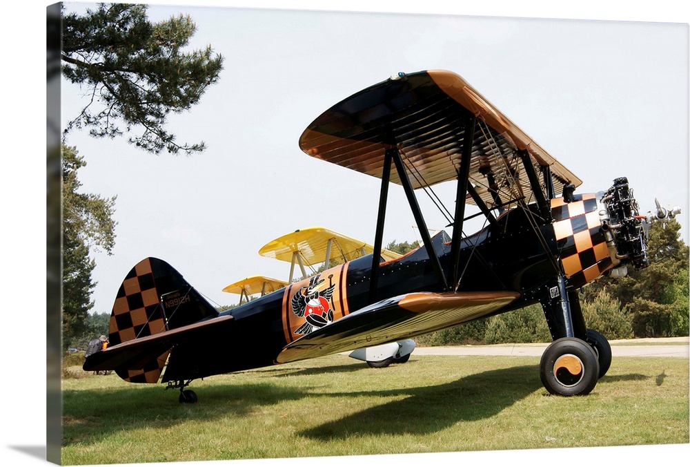 A Boeing Stearman N2S-3 model biplane, known as the Old Crow, Zoersel, Belgium.