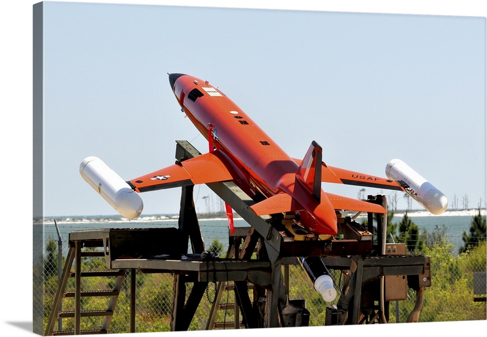 April 13, 2011 - A BQM-167A Subscale Aerial Target is ready to be launched from Tyndall Air Force Base Launch Facility for...