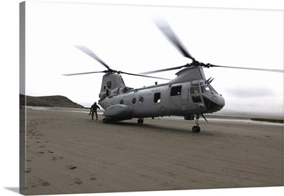 A CH-46 Sea Knight Helicopter Transports Marines To A Beach In Ancon, Peru