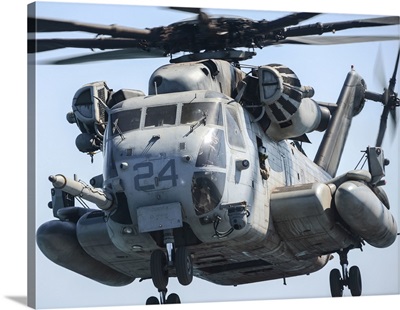 A CH-53 Super Stallion Takes Off From The Flight Deck Of USS Green Bay
