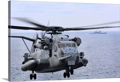 A CH-53E Super Stallion Conducts Flight Operations