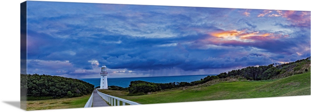 A cloudy sunset at Cape Otway Lighthouse on the Great Ocean Road, Victoria, Australia