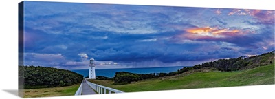 A Cloudy Sunset At Cape Otway Lighthouse On The Great Ocean Road, Victoria, Australia