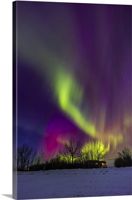 A Colourful Display Of Aurora In Southern Alberta, Canada