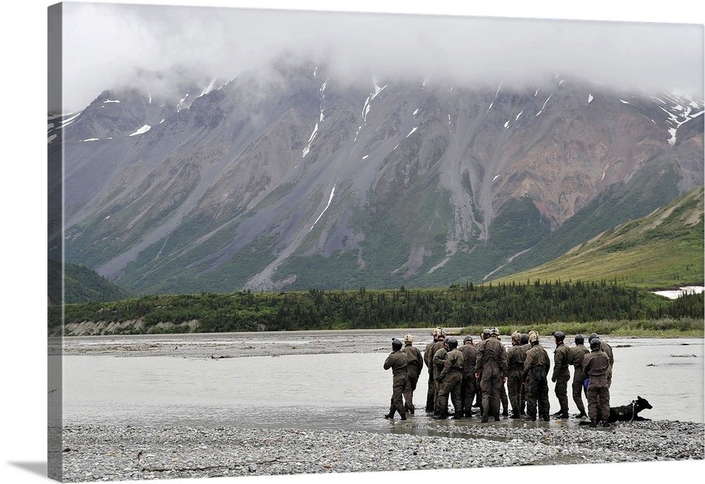 June 17, 2009 - A group of Navy SEAL's prepares to cross Phelan Creek during Northern Edge 2009. Northern Edge '09 is a la...