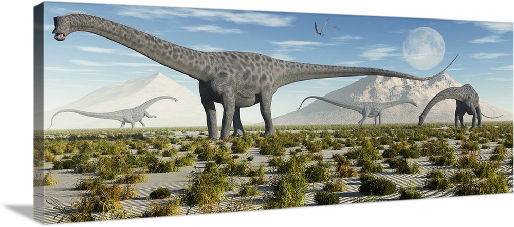 A herd of Diplodocus sauropod dinosaurs during Earth's Jurassic period.