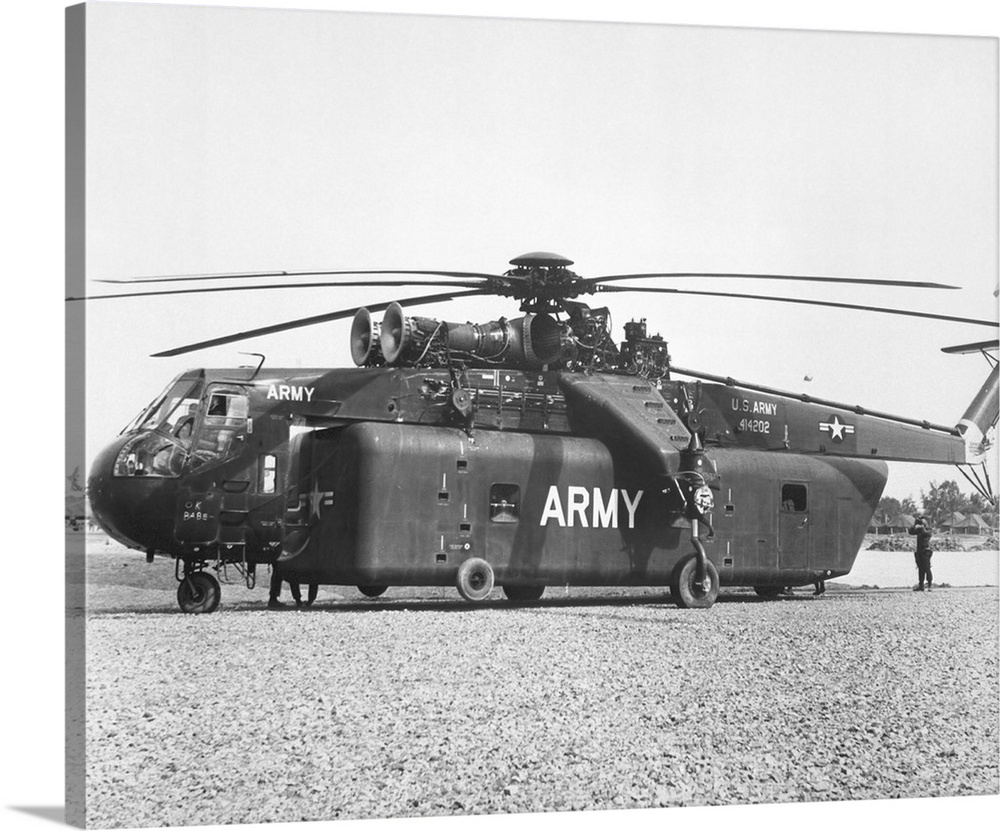 A large CH-54 Skycrane helicopter used during Vietnam War.