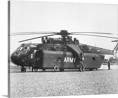 A large CH-54 Skycrane helicopter used during Vietnam War