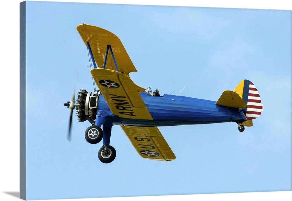A Model 75 Replica Biplane In Flight, Manching, Germany