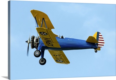 A Model 75 Replica Biplane In Flight, Manching, Germany