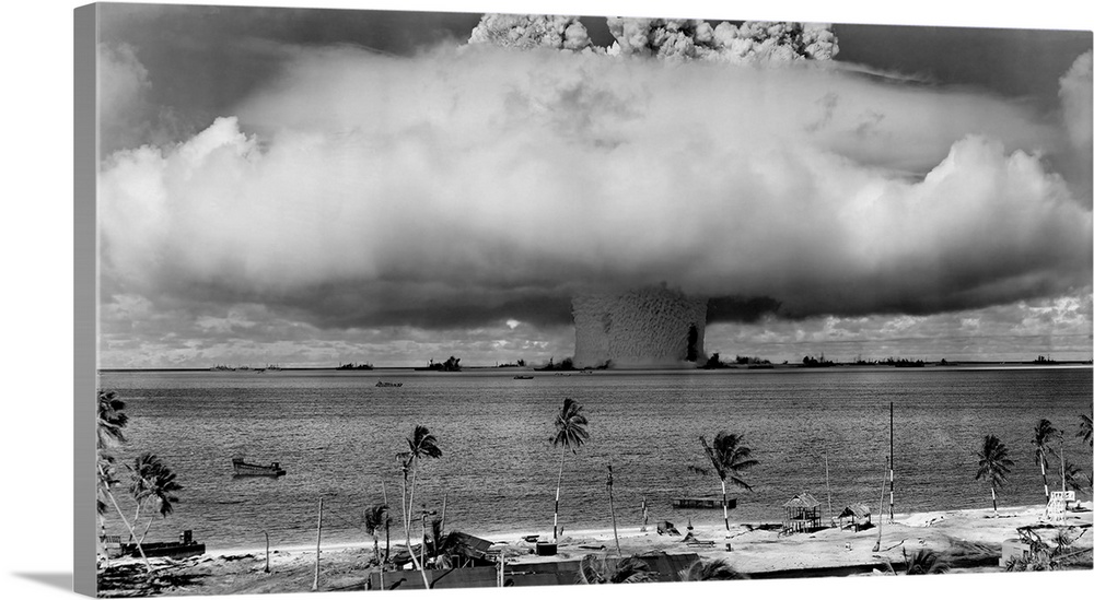 July 25, 1946 - Vintage American history photo of a nuclear weapon test by the American military at Bikini Atoll, Micrones...