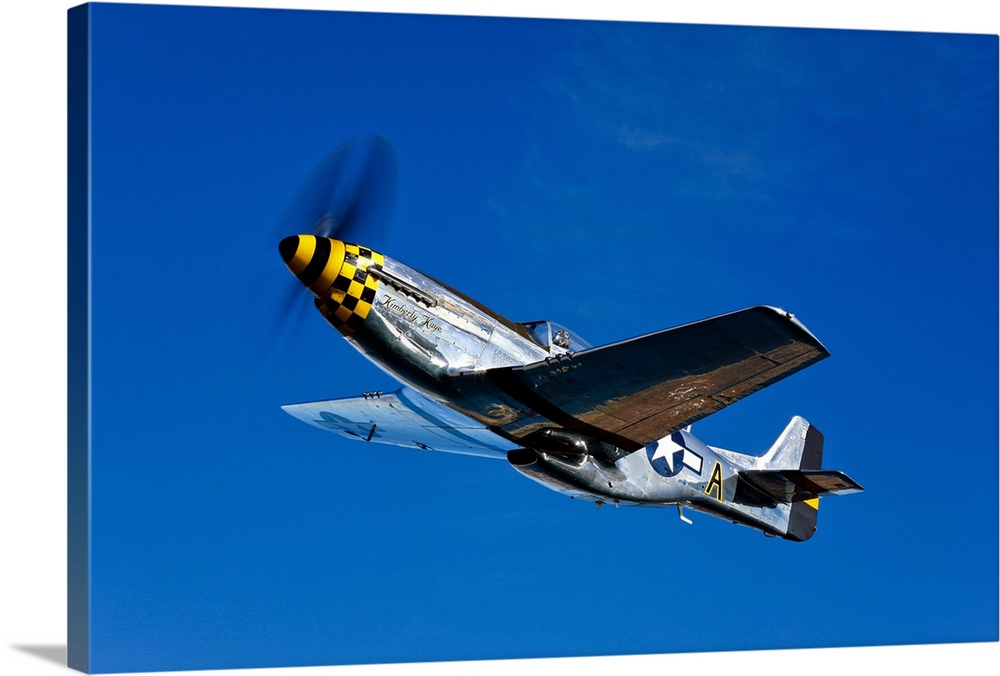 A P-51D Mustang Kimberly Kaye in flight near Chino, California.