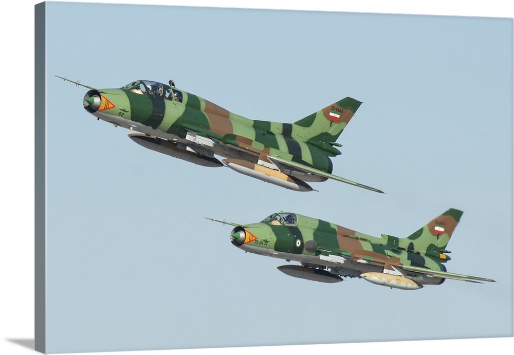 A pair of Islamic Revolutionary Guard Corps Sukhoi Su-22 fighter jets.