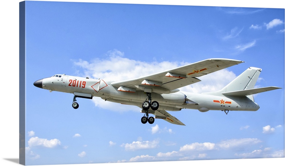 A People's Liberation Army Air Force Xian H-6K strategic bomber plane.