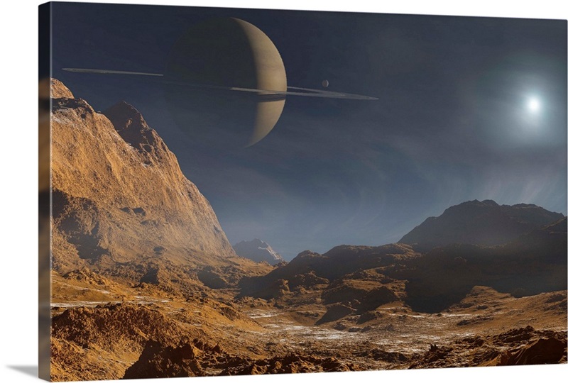 A Ringed Planet Slices The Skies Of An Alien Moon | Great Big Canvas