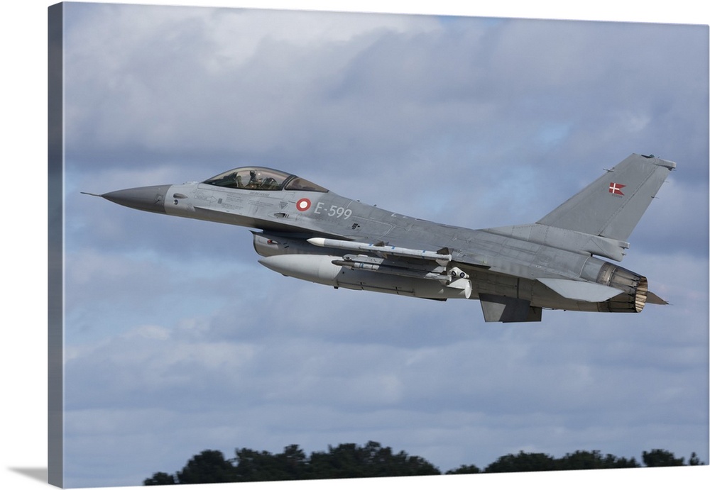 A Royal Danish Air Force F-16A taking off.