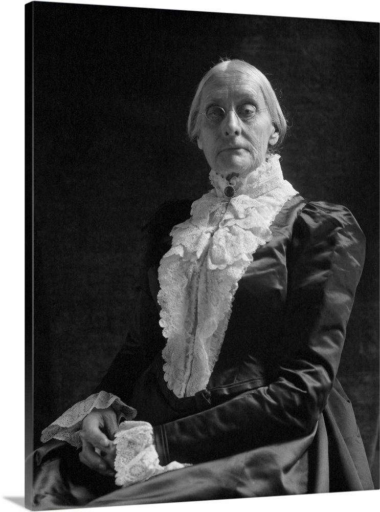 A seated portrait of Susan B. Anthony, an American social reformer and women's rights activist who played a pivotal role i...
