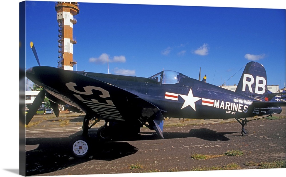 A Side View Of A Us Marine Corps F4u Corsair World War Ii Aircraft Wall