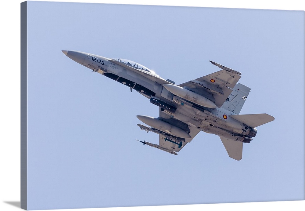 A Spanish Air Force F/A-18B Hornet launches out of Nellis Air Force Base, Nevada, on a Red Flag mission.