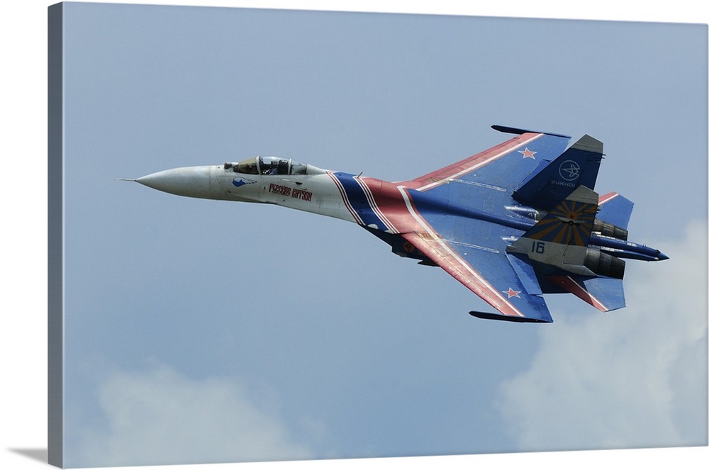 A Sukhoi Su-27 Flanker of the Russian Knights aerobatic team Solid-Faced  Canvas Print